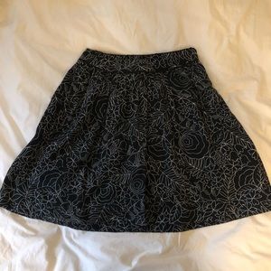Anthropologie black skirt with white pattern